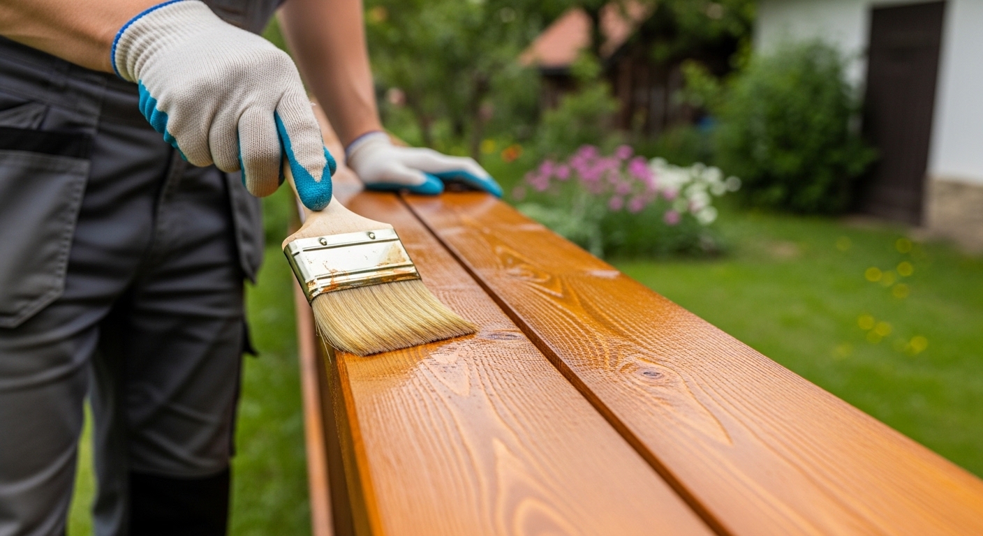 Natírání dřevěného prkna lazurou v exteriéru – povrchová ochrana dřeva nátěrem