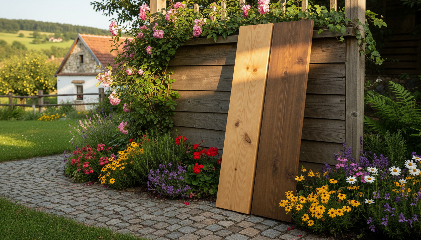 Srovnání bezbarvé a hnědé tlakové impregnace dřevěných prken