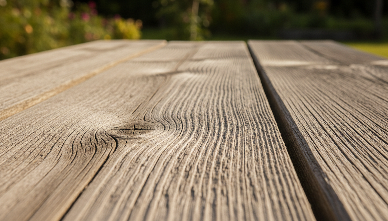 Dřevěné prkno zešedlé vlivem UV záření a povětrnostních podmínek