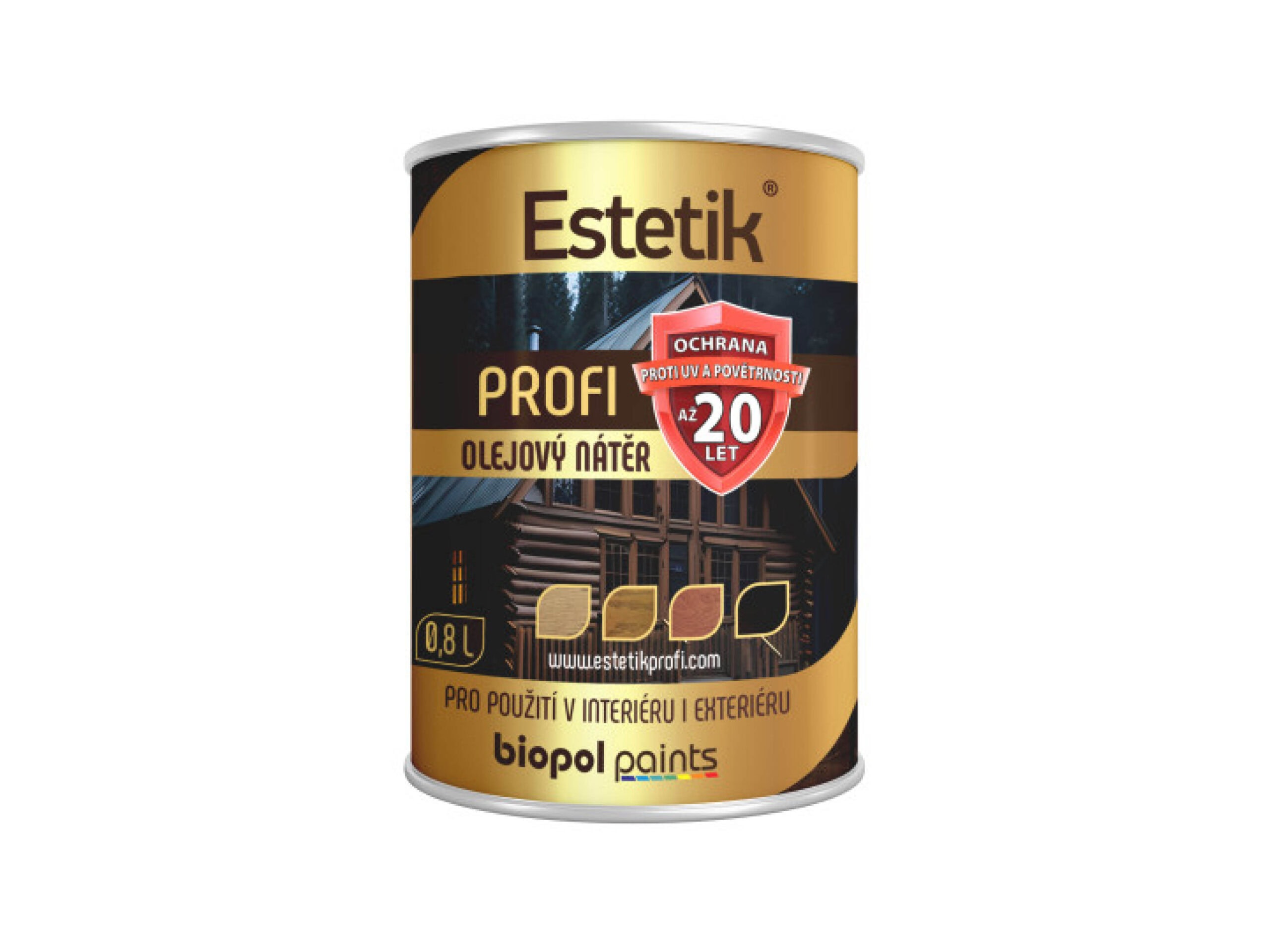Olejový nátěr Estetik Profi s tlakovou impregnací pro ochranu dřeva 0,8 l.